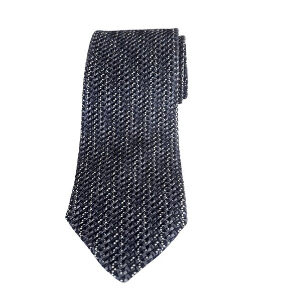 Vintage Victor Talbots Men's 100% Silk Pleated Geometric Print Handmade Necktie - Picture 2 of 6